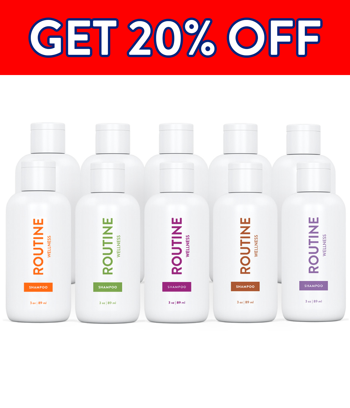 This Travel Size Sampler Pack includes a total of 10 bottles.
You will get 3 ounce bottles of each of the following:


 	Rose Hips Shampoo and Conditioner
 	Jasmine & Orange Blossom Shampoo and Conditioner
 	Coconut & Vanilla Shampoo and Conditioner
 	Lavender & Cedar Shampoo and Conditioner
 	Cucumber Shampoo and Conditioner