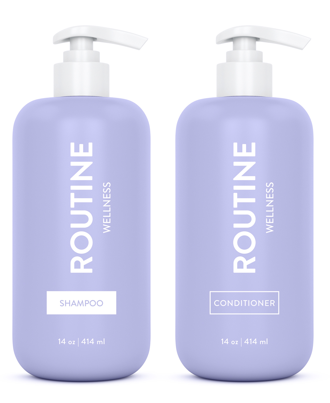 Routine Wellness Purple Shampoo & Conditioner are clinically shown to reduce thinning caused by breakage, strengthen hair, reduce frizz, increase shine, and help neutralize brassy tones for brighter, cooler-looking blonde, white, silver, and highlighted hair.